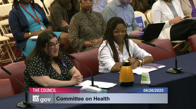 Catherine Trapani, Assistant Vice President for Public Policy for Volunteers of America-Greater New York testifies at City Council Health Committee Hearing on legislation to train first responders on TBI in domestic violence survivors.
