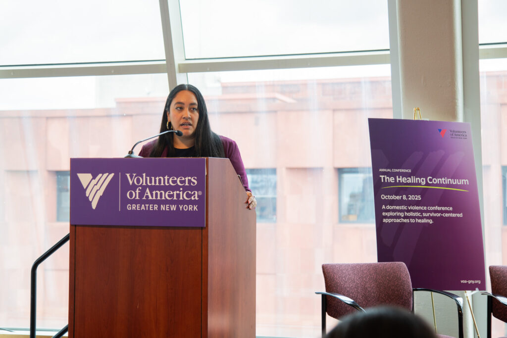 Amanda Farías, Majority Leader of the New York City Council, speaking about the importance of educating first responders on the signs of traumatic brain injury (TBIs) in domestic violence survivors. 